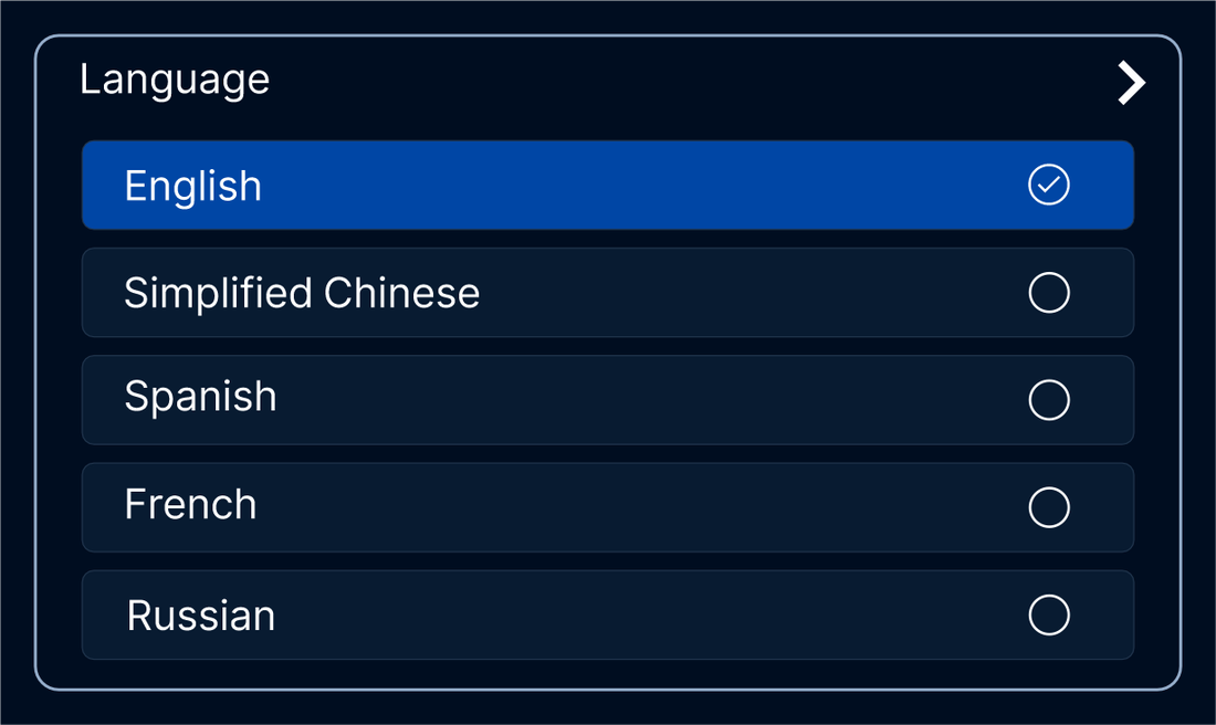 LS101 touchscreen language settings